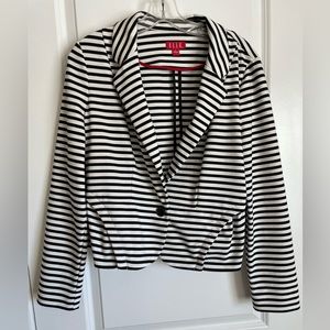 Elle Peplum Black & White Striped Blazer, Size L